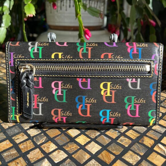 Dooney & Bourke Retro Clutch Wallet DB 1975 Black Multi Color EUC - Picture 7 of 8